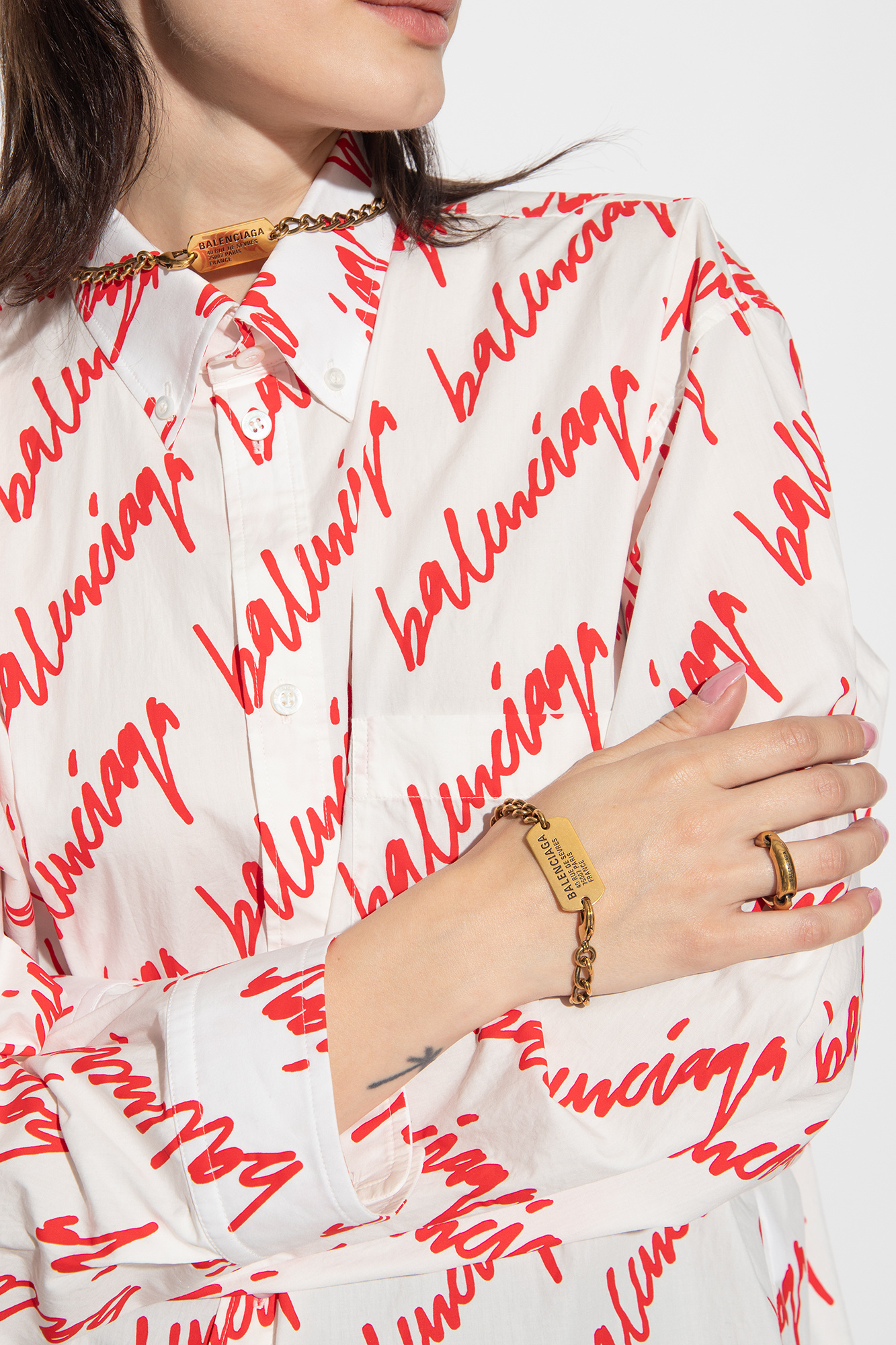 Balenciaga Brass bracelet with logo | Women's Jewelery